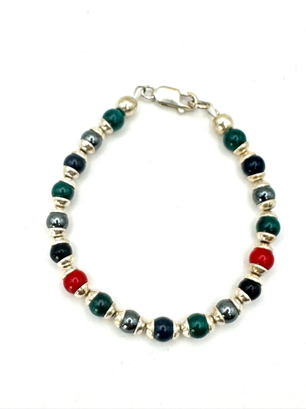 Silpada Vintage Retired B0037 Sterling Silver Multi Gemstone Bead Bracelet